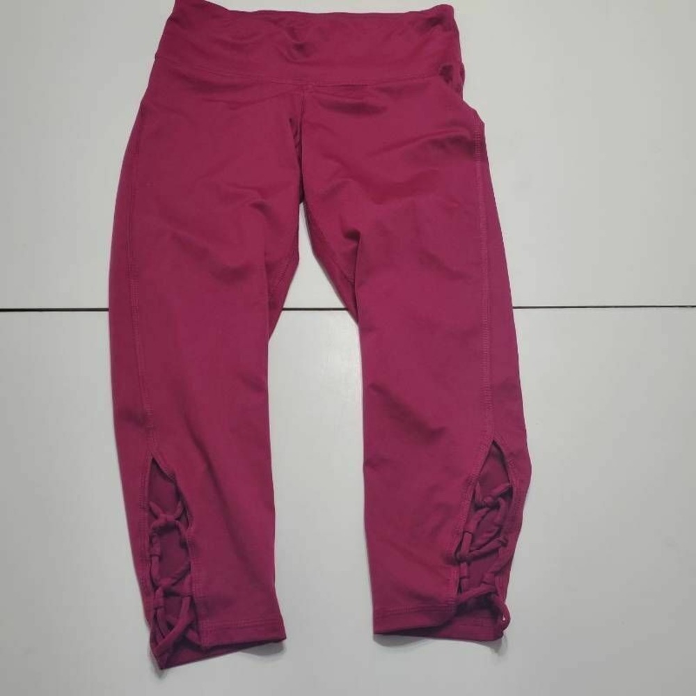 Champion Womens Activewear Leggings Pink Stretch Lace Up Hem Pull On S